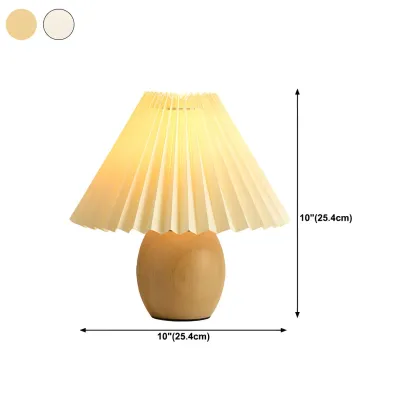 Nordic Beige Solid Wood Plastic Cone Shade Table Lamp Image - 21