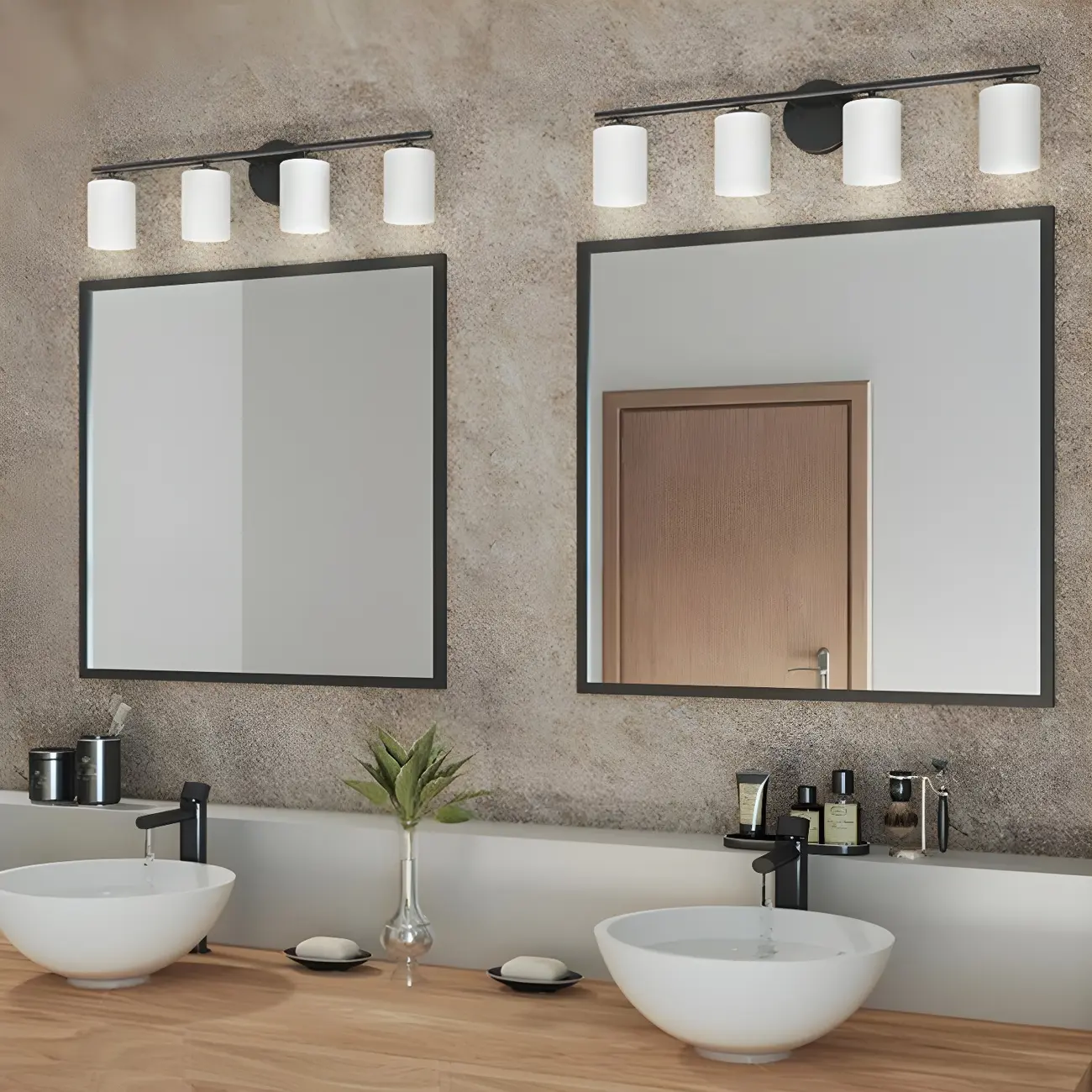 Industrial Metal Cylinder Glass Bathroom Vanity Light | homeyfad