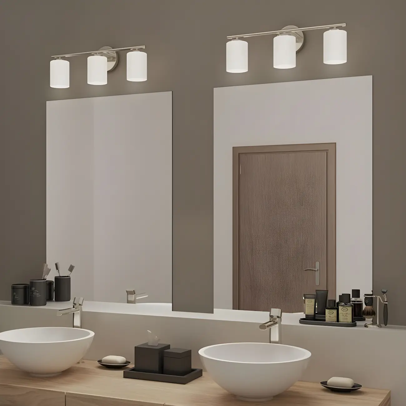 Industrial Metal Cylinder Glass Bathroom Vanity Light | homeyfad