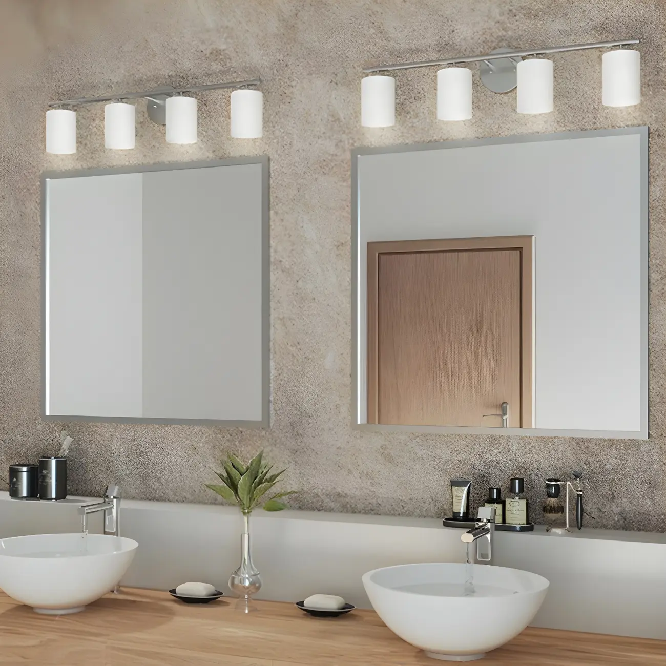 Industrial Metal Cylinder Glass Bathroom Vanity Light | homeyfad