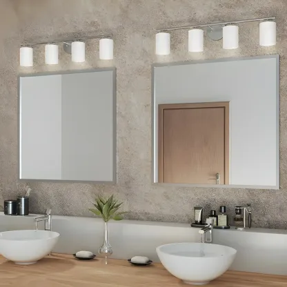 Industrial Metal Cylinder Glass Bathroom Vanity Light