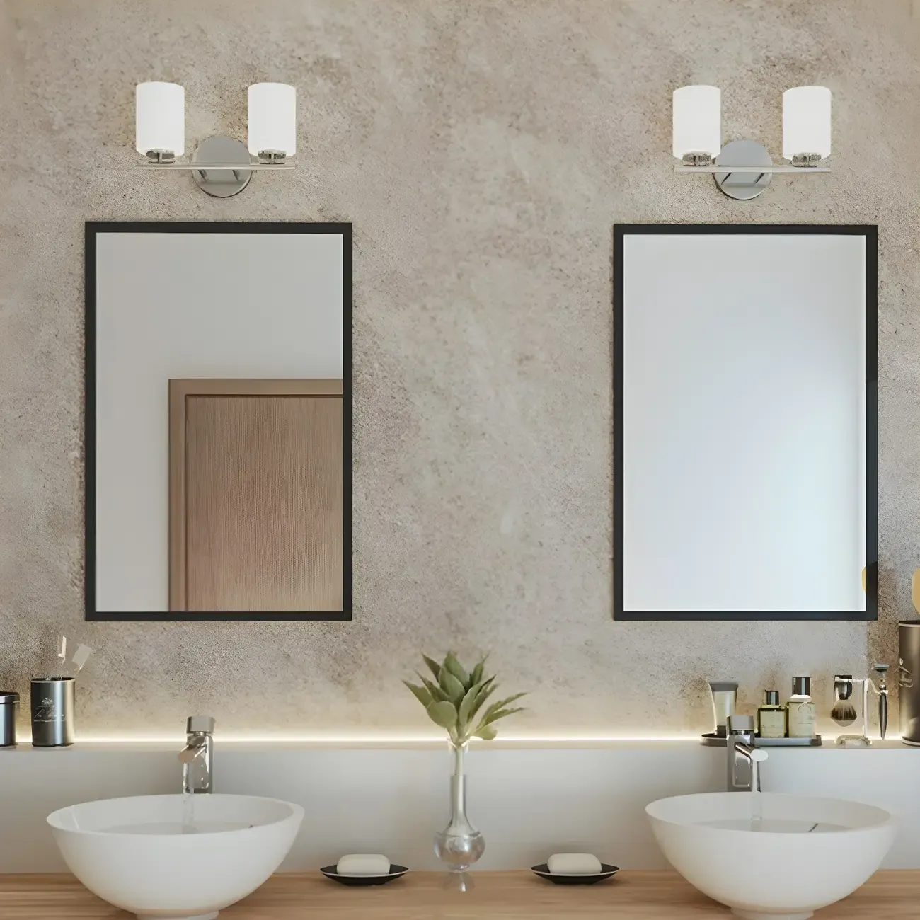 Industrial Metal Cylinder Glass Bathroom Vanity Light