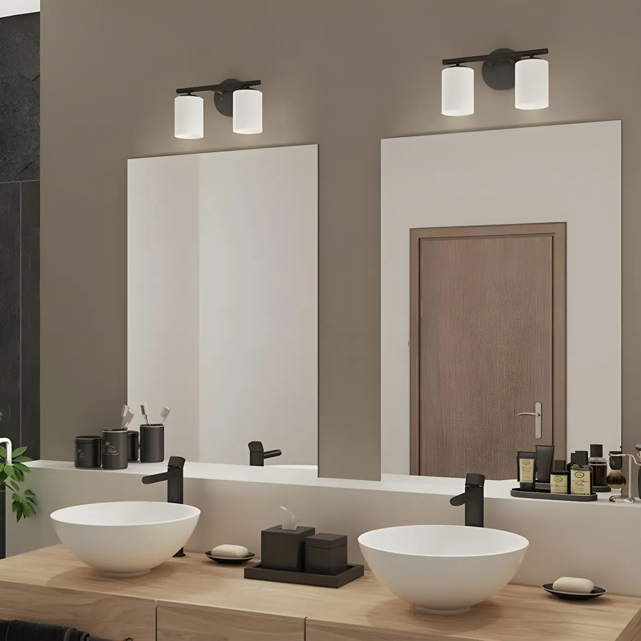 Industrial Metal Cylinder Glass Bathroom Vanity Light | homeyfad