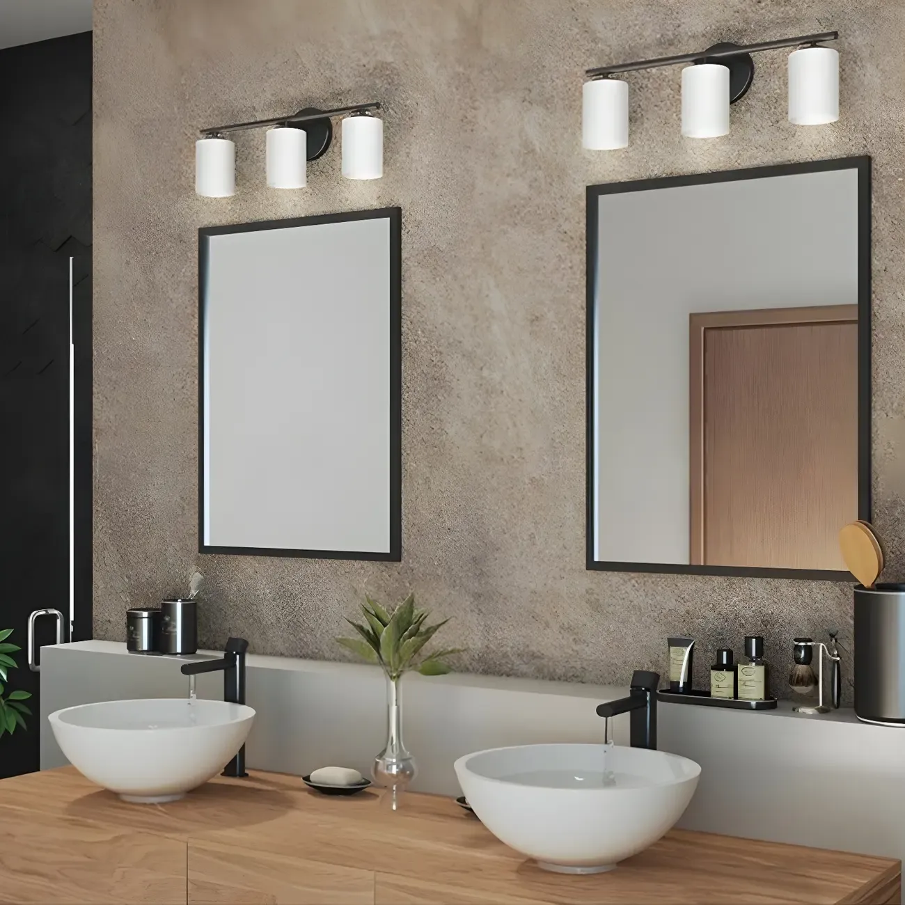 Industrial Metal Cylinder Glass Bathroom Vanity Light