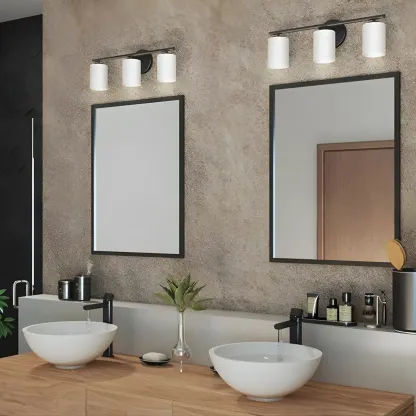 Industrial Metal Cylinder Glass Bathroom Vanity Light