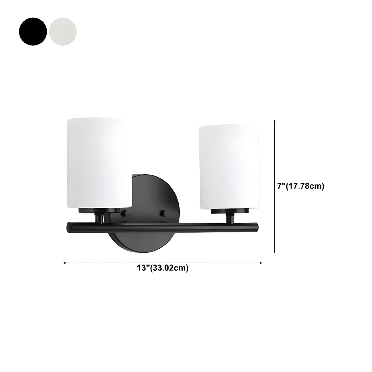 Industrial Metal Cylinder Glass Bathroom Vanity Light #size