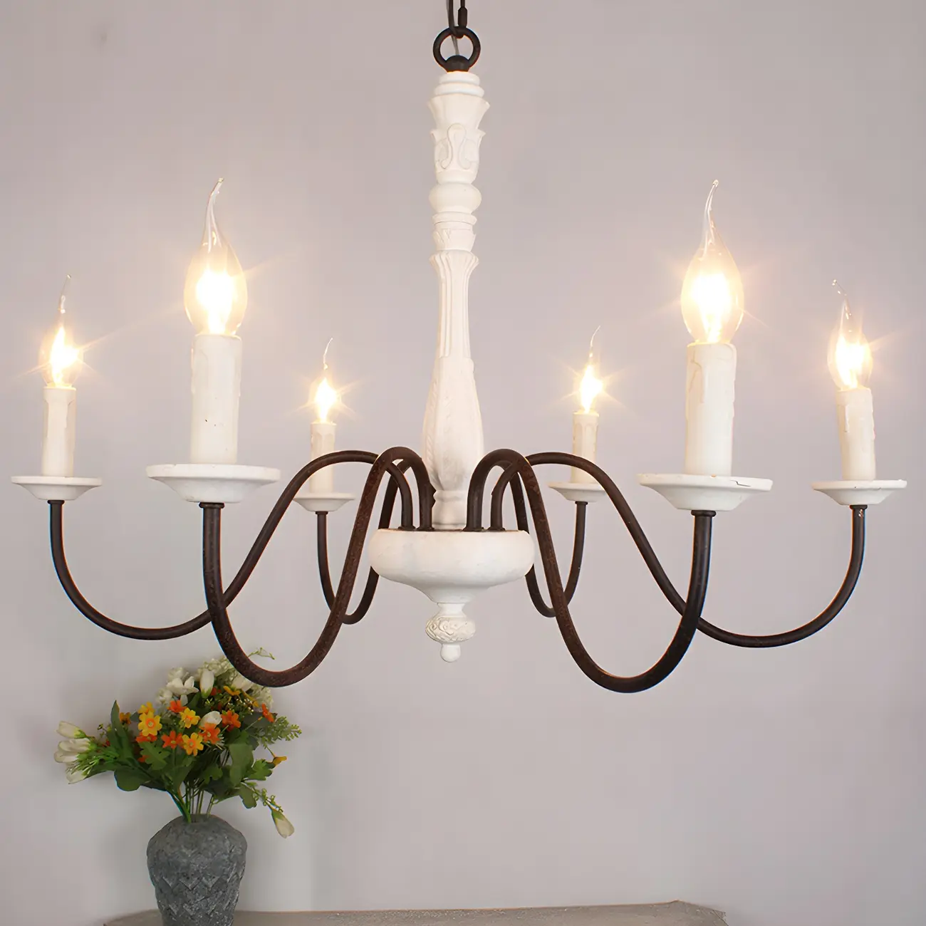 Traditional Adjustable 6-light Empire Wood Candelabra Chandelier Image - 2 | homeyfad