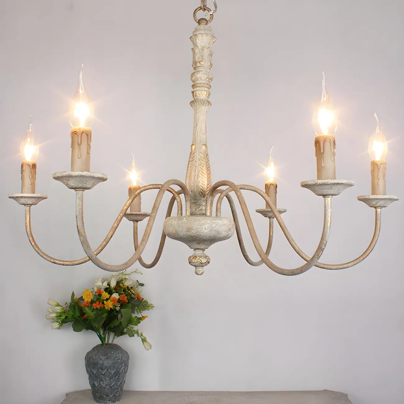 Traditional Adjustable 6-light Empire Wood Candelabra Chandelier Image - 3 | homeyfad