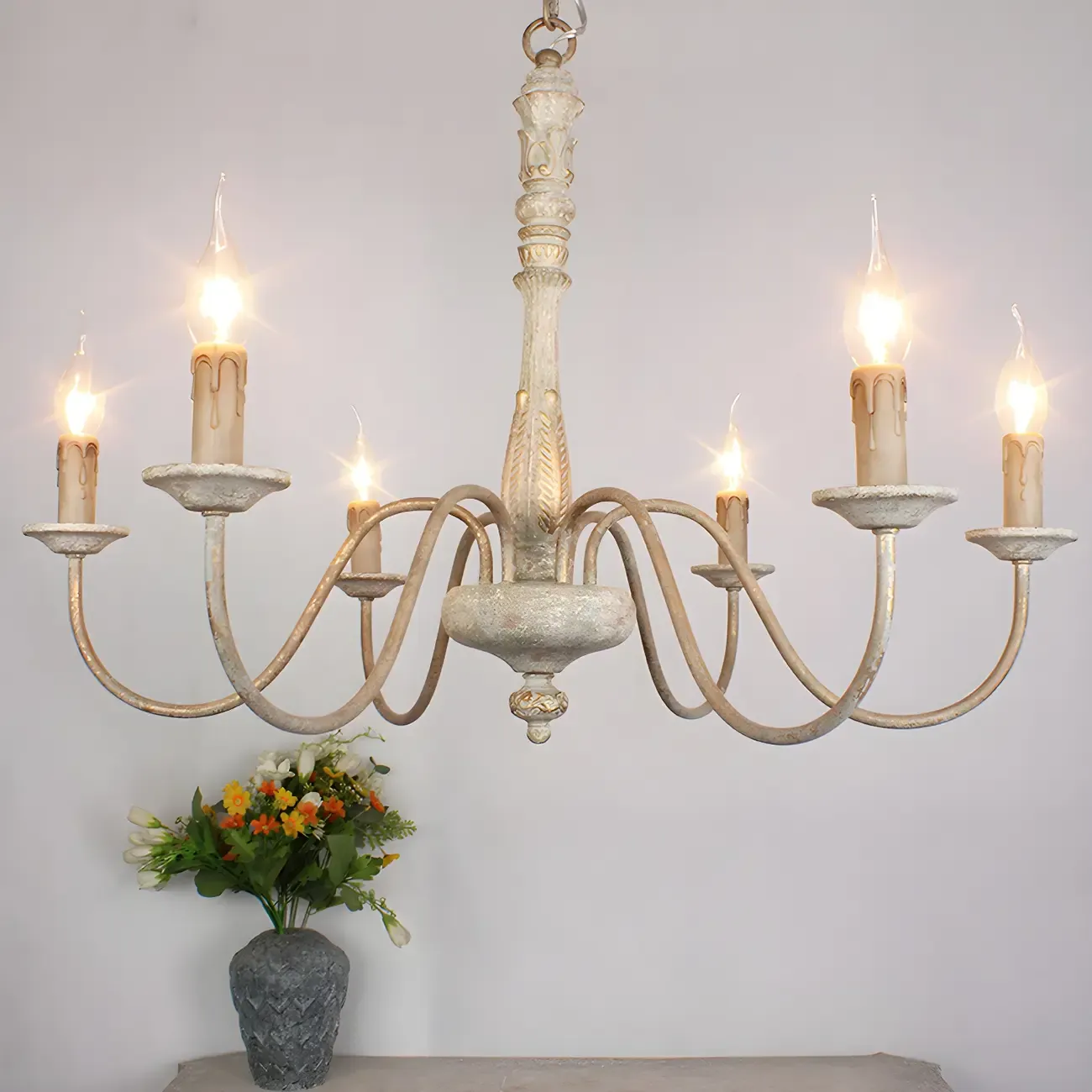Traditional Adjustable 6-light Empire Wood Candelabra Chandelier Image - 3