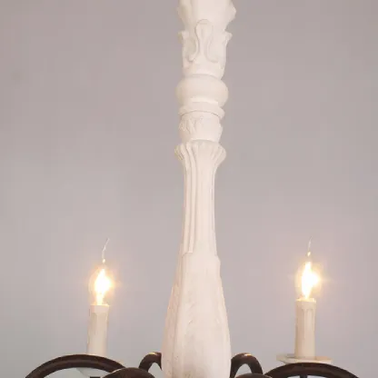 Traditional Adjustable 6-light Empire Wood Candelabra Chandelier Image - 7
