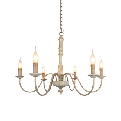 Traditional Adjustable 6-light Empire Wood Candelabra Chandelier Image - 8