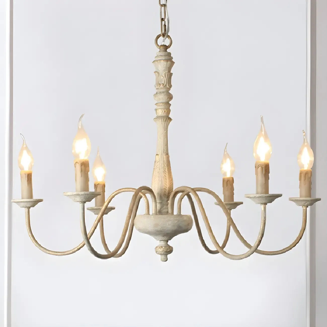 Traditional Adjustable 6-light Empire Wood Candelabra Chandelier Image - 9