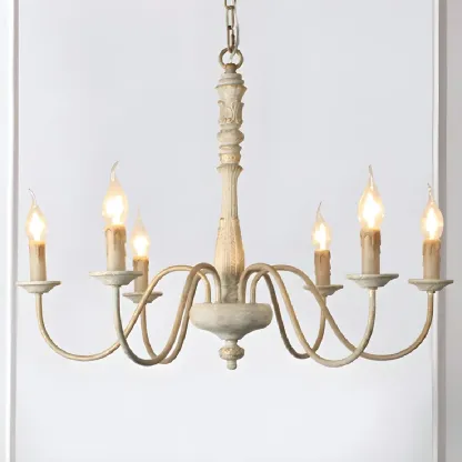 Traditional Adjustable 6-light Empire Wood Candelabra Chandelier Image - 9