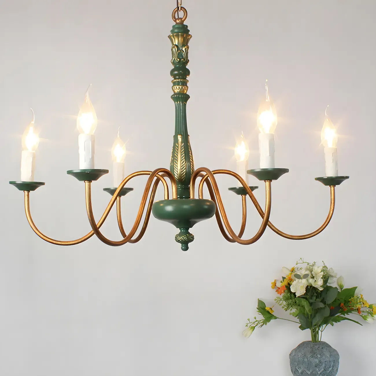 Traditional Adjustable 6-light Empire Wood Candelabra Chandelier Image - 14