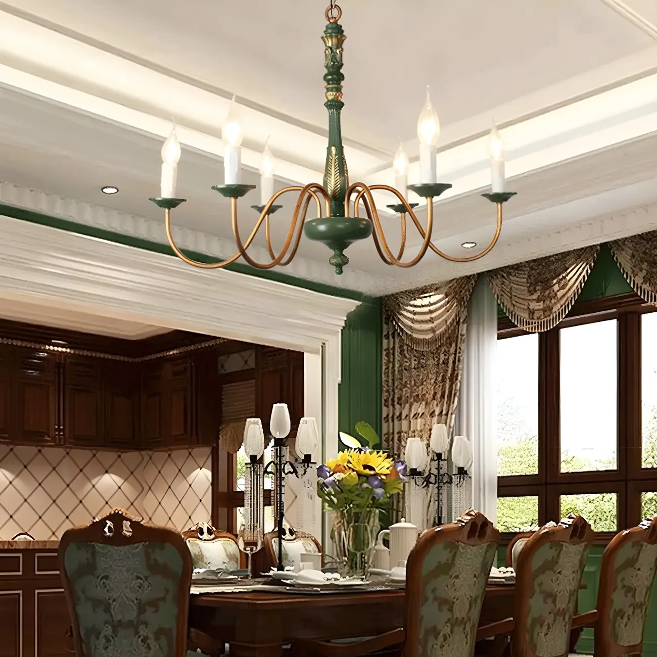 Traditional Adjustable 6-light Empire Wood Candelabra Chandelier Image - 5 | homeyfad