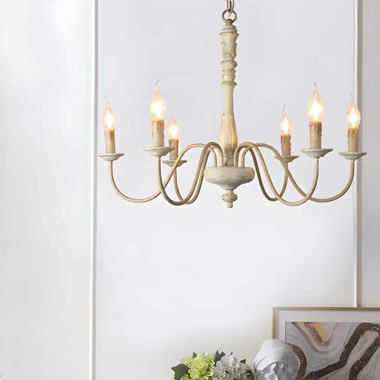 Traditional Adjustable 6-light Empire Wood Candelabra Chandelier Image - 4