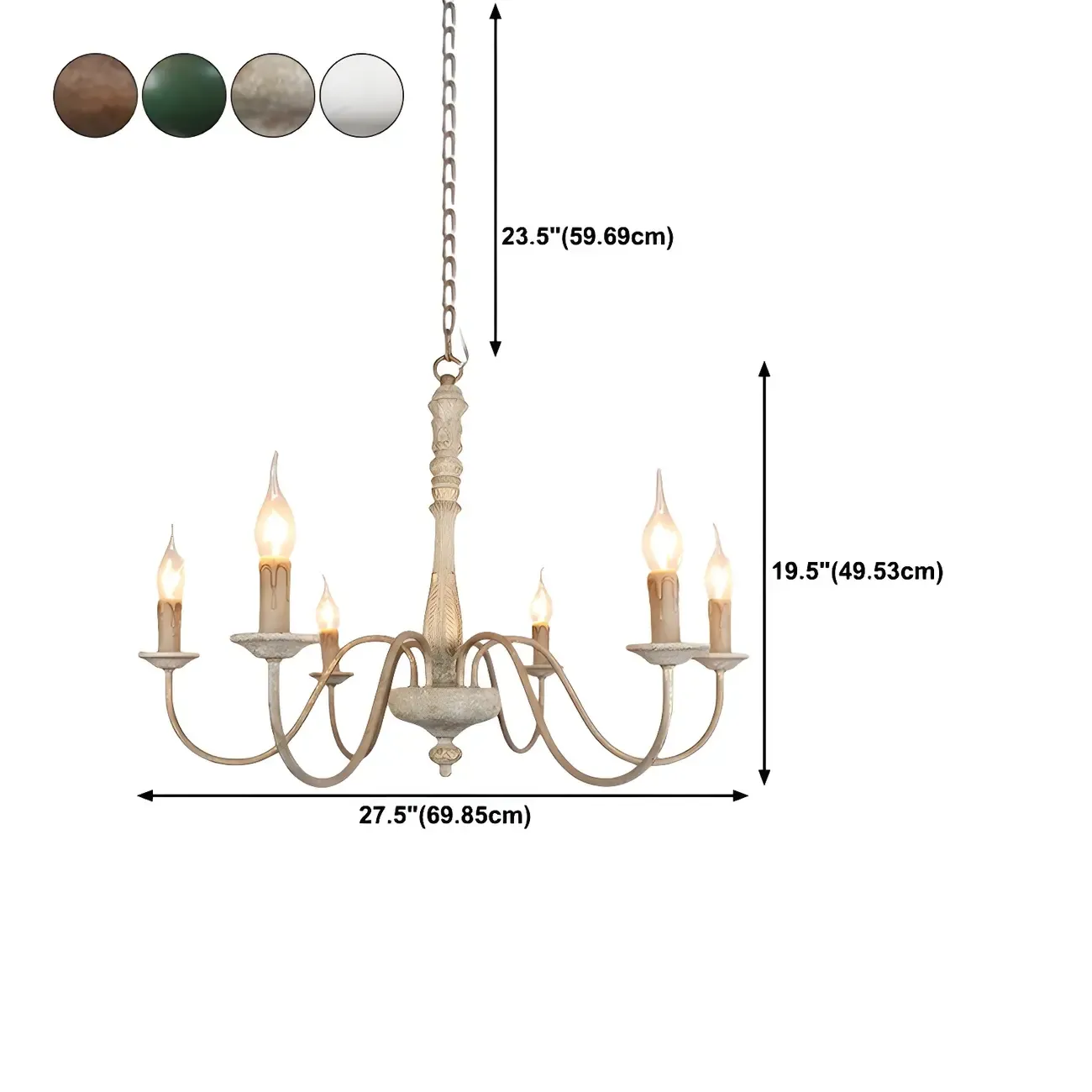 Traditional Adjustable 6-light Empire Wood Candelabra Chandelier #size