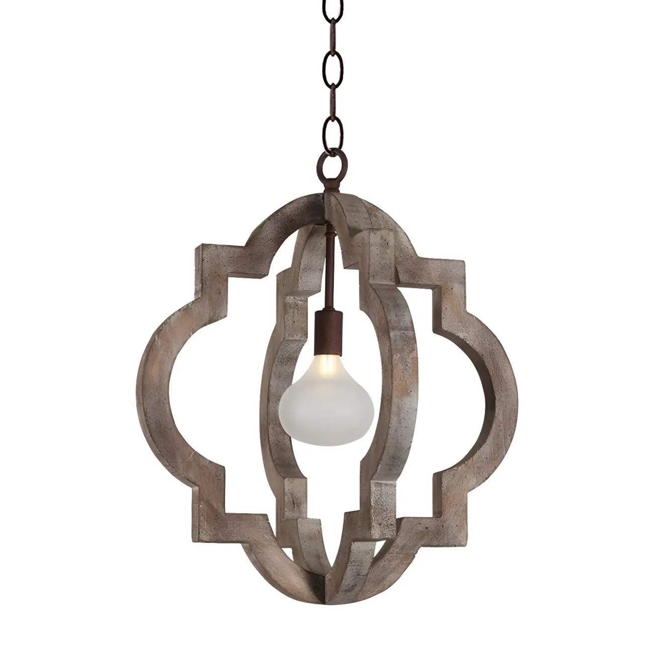 Antique Wood Quatrefoil Rustic Metal Chandelier Image - 6 | homeyfad