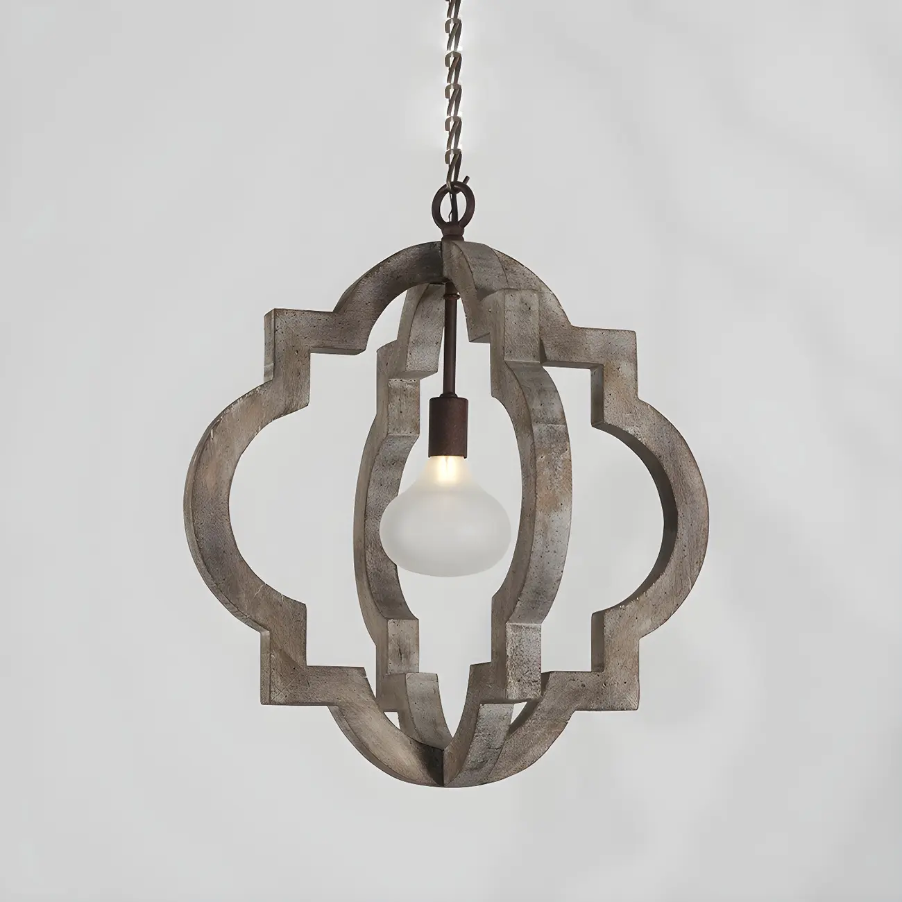 Antique Wood Quatrefoil Rustic Metal Chandelier Image - 7 | homeyfad