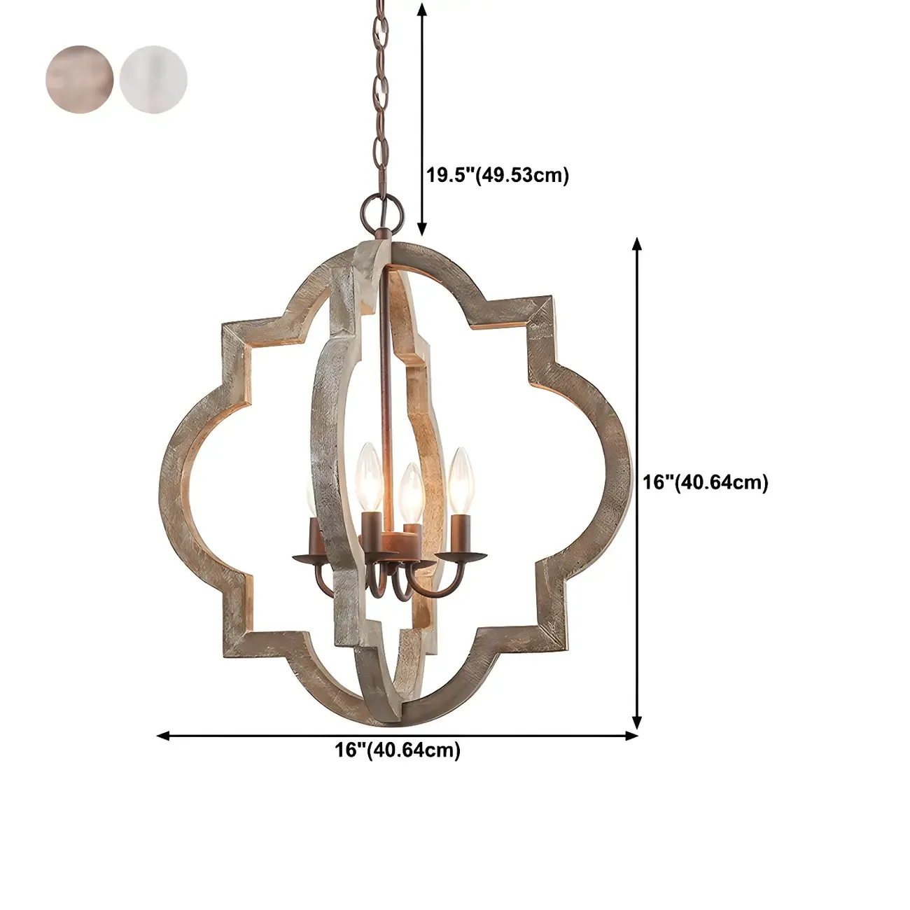 Antique Wood Quatrefoil Rustic Metal Chandelier #size