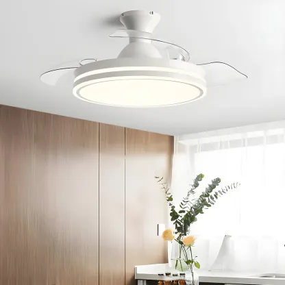 Round 3-Speed Flush Mount Ceiling Fan with Light for Bedroom