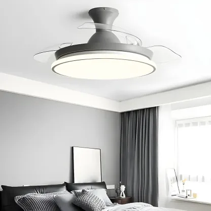 Round 3-Speed Flush Mount Ceiling Fan with Light for Bedroom