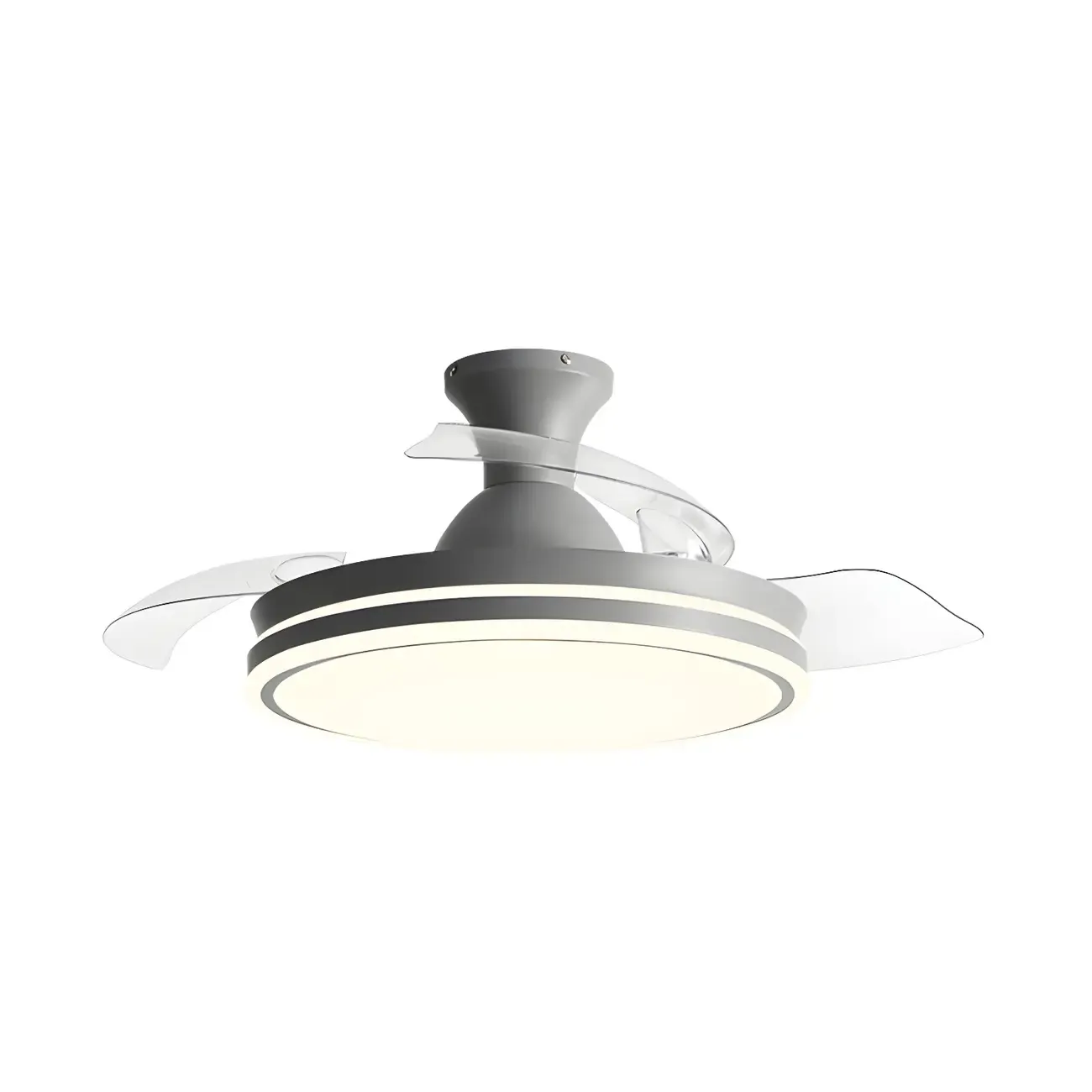 Round 3-Speed Flush Mount Ceiling Fan with Light for Bedroom