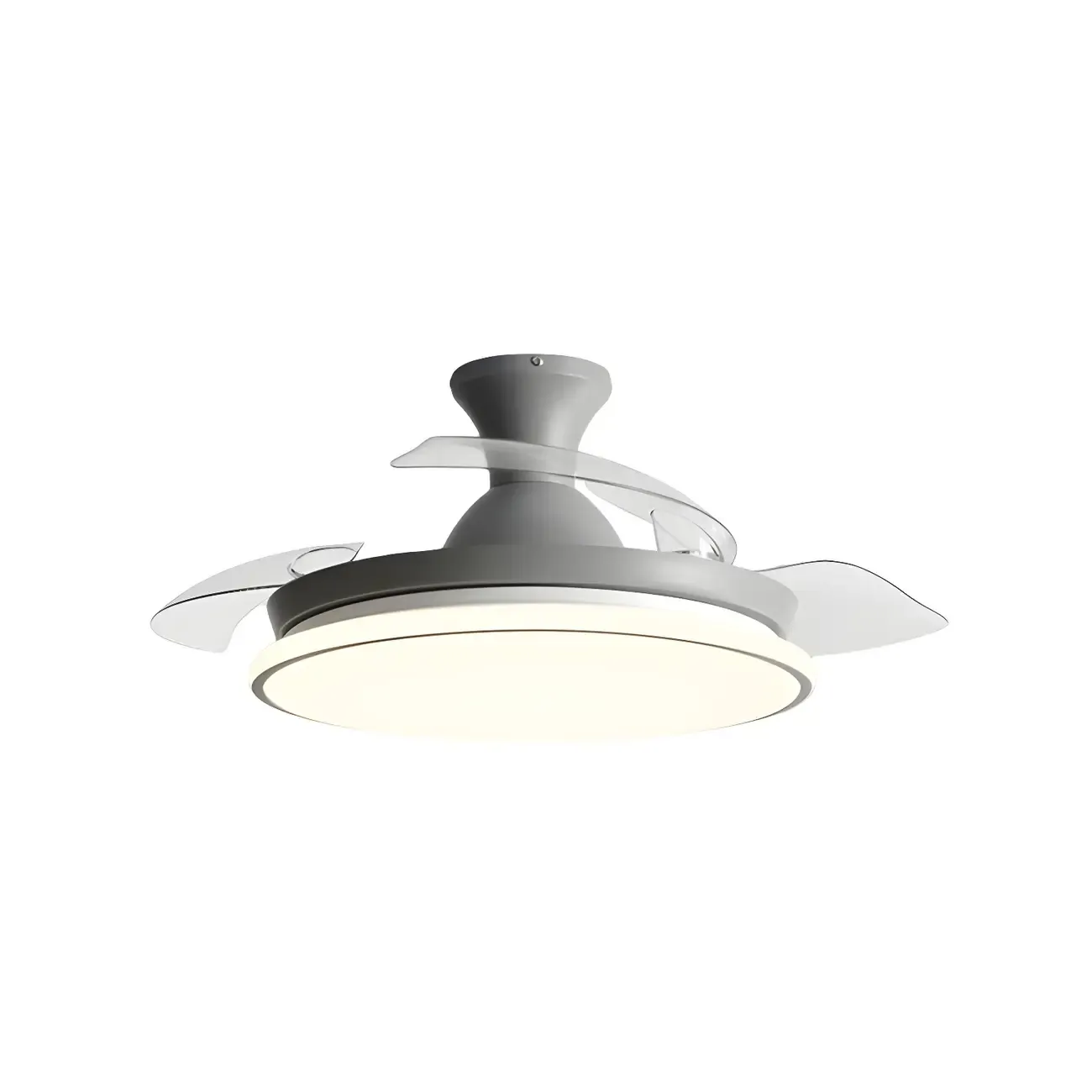 Round 3-Speed Flush Mount Ceiling Fan with Light for Bedroom