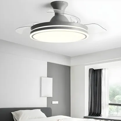 Round 3-Speed Flush Mount Ceiling Fan with Light for Bedroom