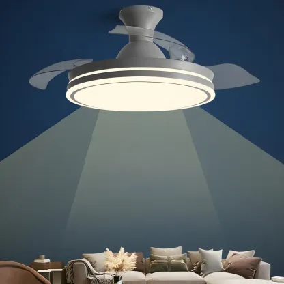 Round 3-Speed Flush Mount Ceiling Fan with Light for Bedroom