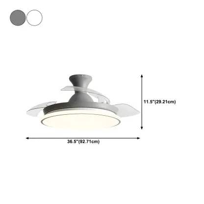 Round 3-Speed Flush Mount Ceiling Fan with Light for Bedroom