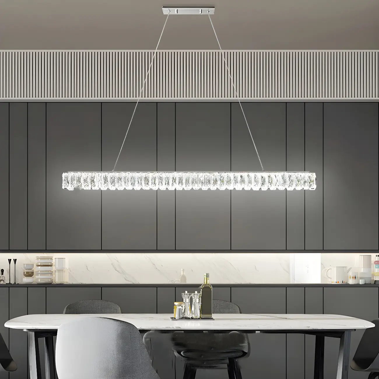 Trendy Modern Crystal Linear Pendant Light Image - 1 | homeyfad