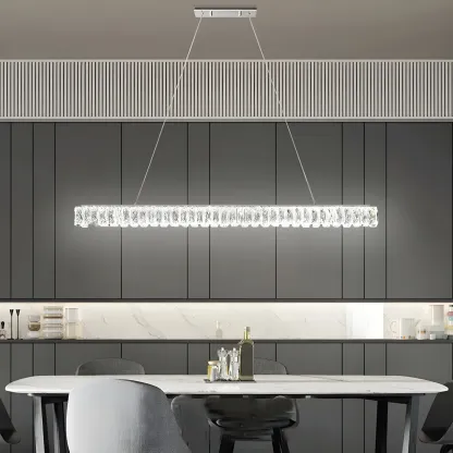Trendy Modern Crystal Linear Pendant Light Image - 1