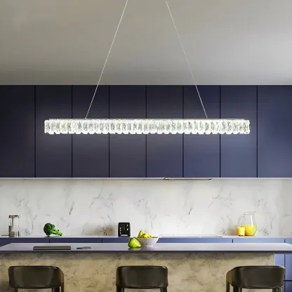 Trendy Modern Crystal Linear Pendant Light Image - 2