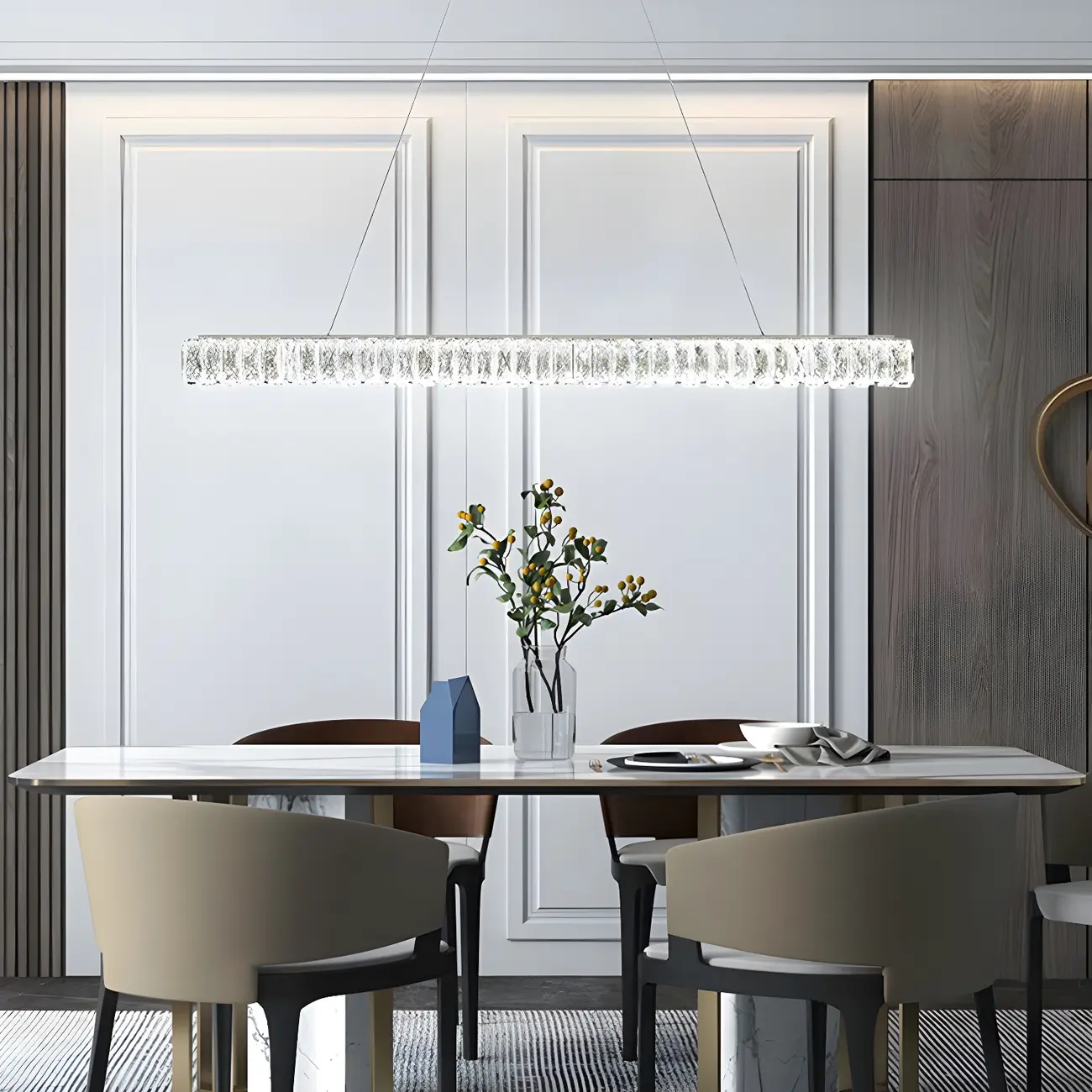 Trendy Modern Crystal Linear Pendant Light Image - 3 | homeyfad