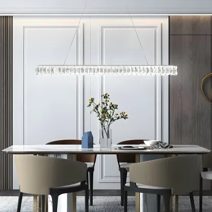 Trendy Modern Crystal Linear Pendant Light Image - 3