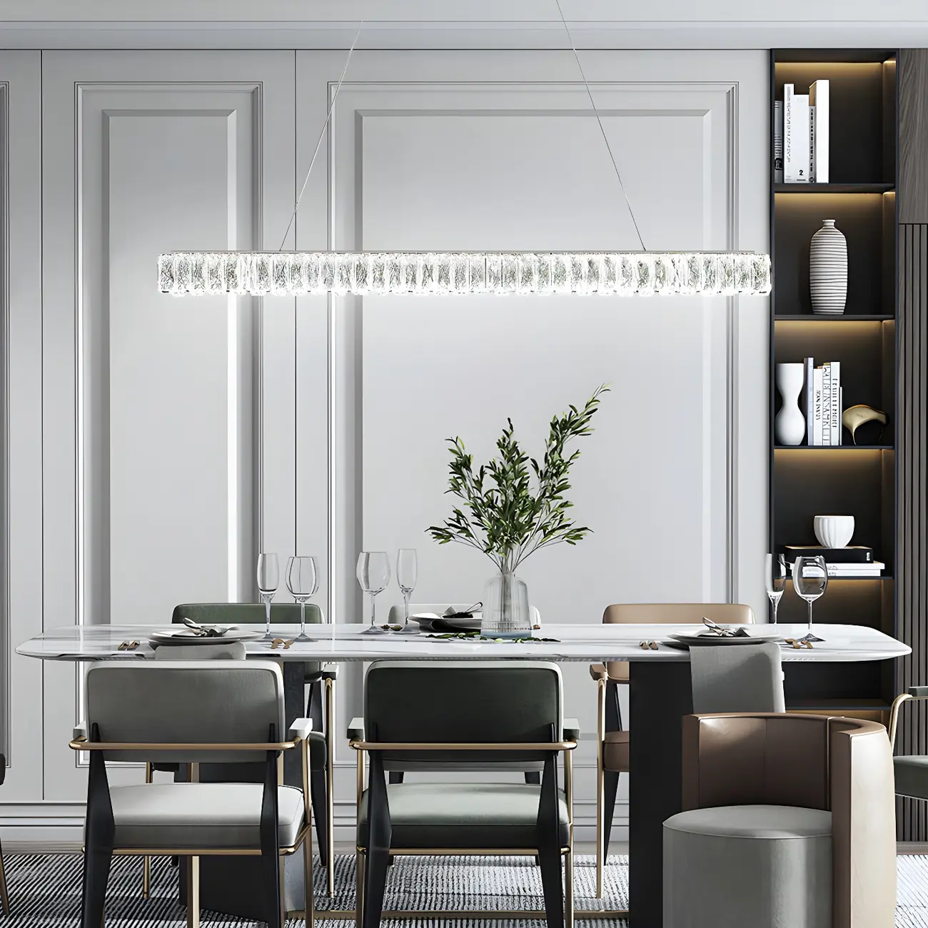 Trendy Modern Crystal Linear Pendant Light Image - 4 | homeyfad