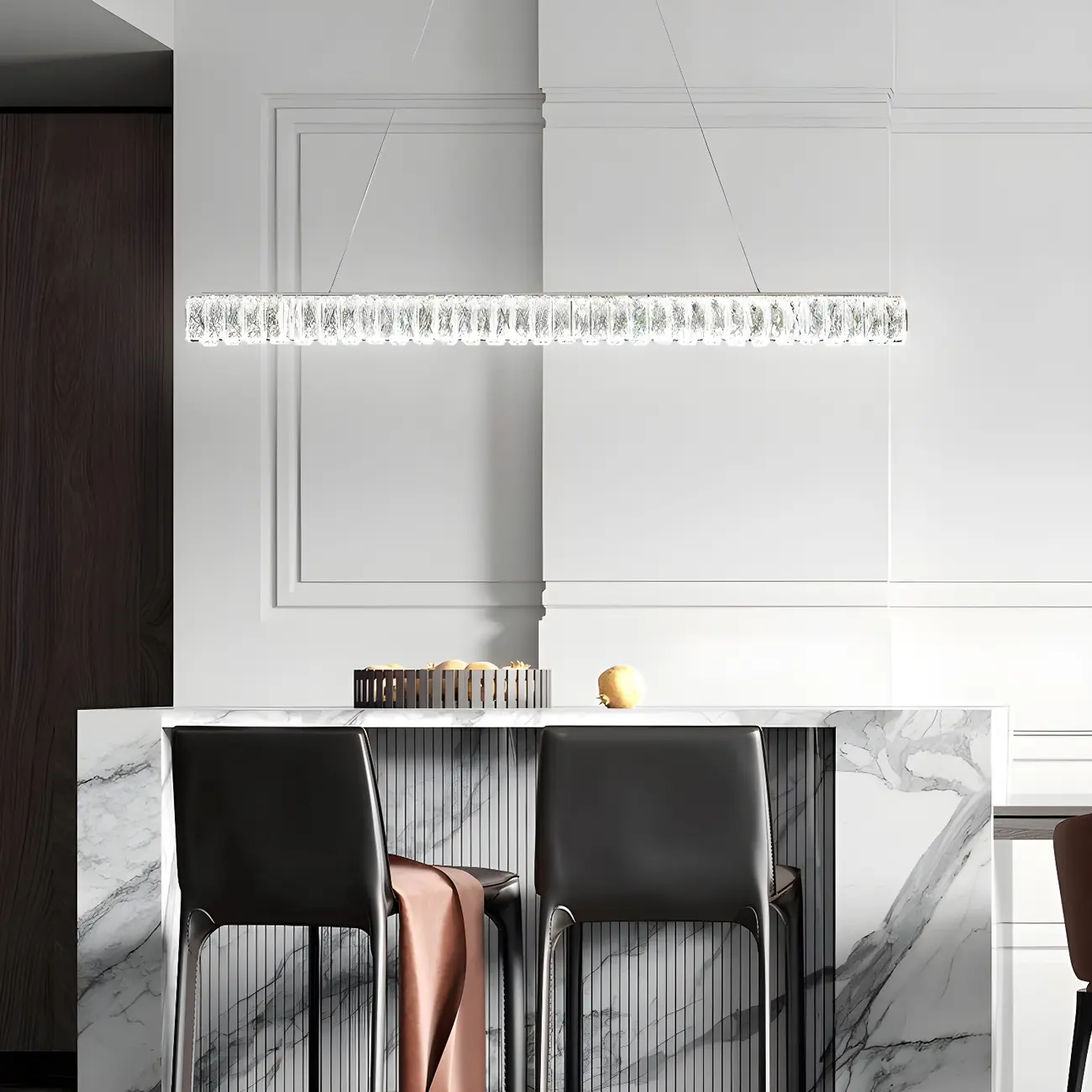 Trendy Modern Crystal Linear Pendant Light Image - 9 | homeyfad