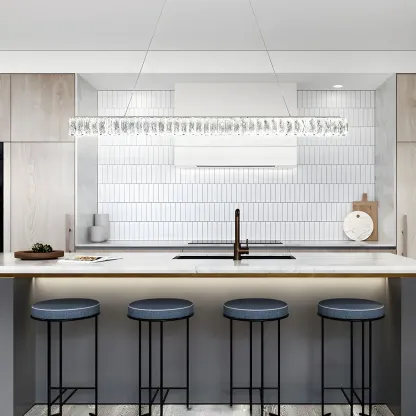 Trendy Modern Crystal Linear Pendant Light Image - 10