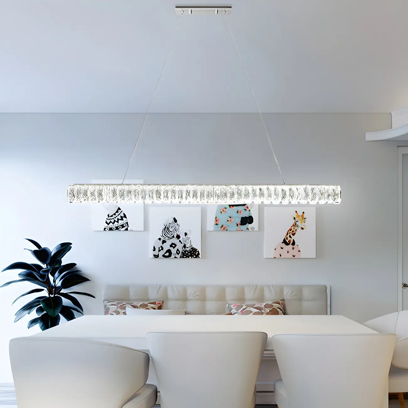 Trendy Modern Crystal Linear Pendant Light Image - 11 | homeyfad