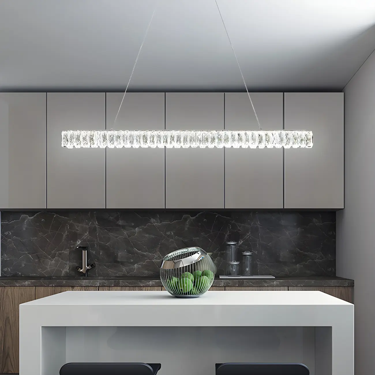 Trendy Modern Crystal Linear Pendant Light Image - 12 | homeyfad
