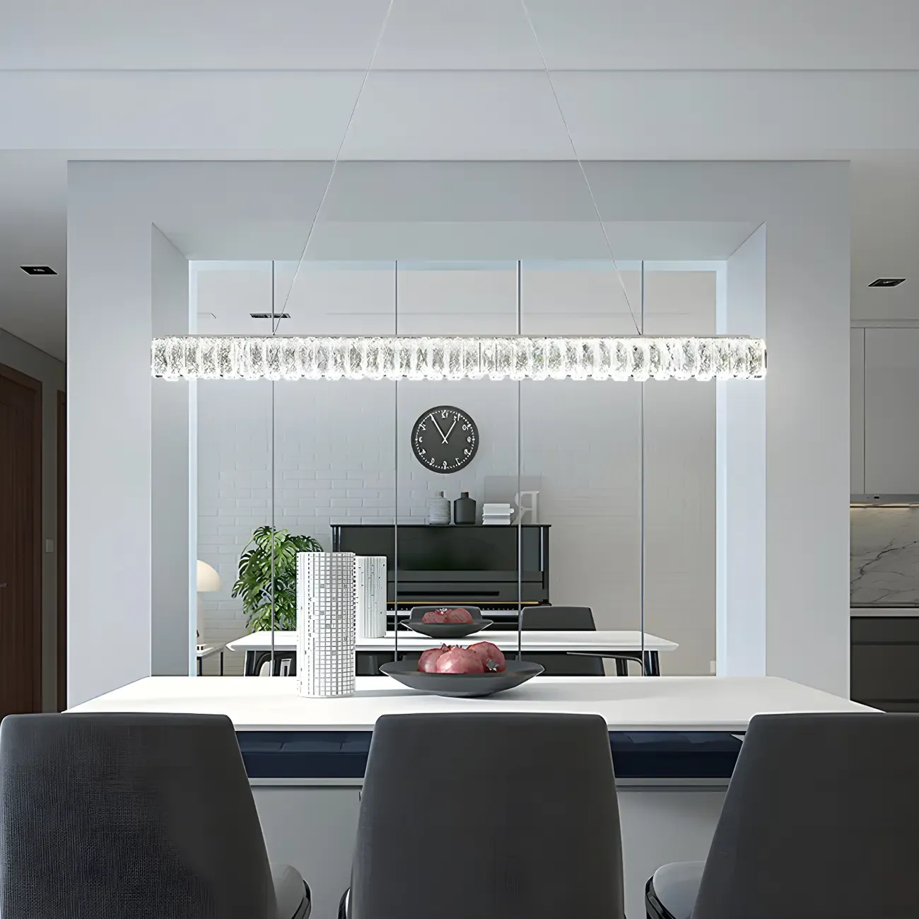 Trendy Modern Crystal Linear Pendant Light Image - 13