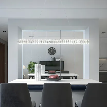 Trendy Modern Crystal Linear Pendant Light Image - 13