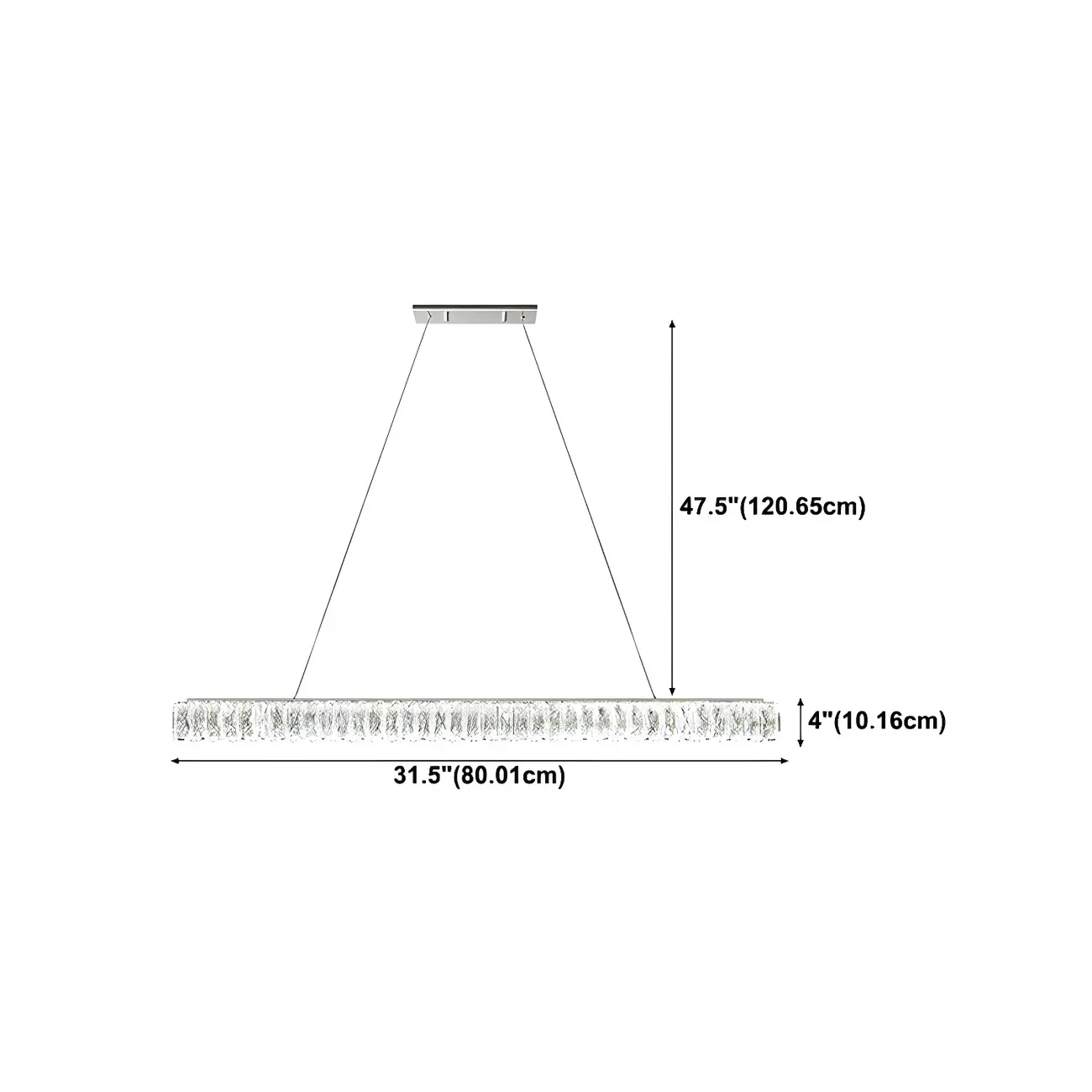 Trendy Modern Crystal Linear Pendant Light #size | homeyfad