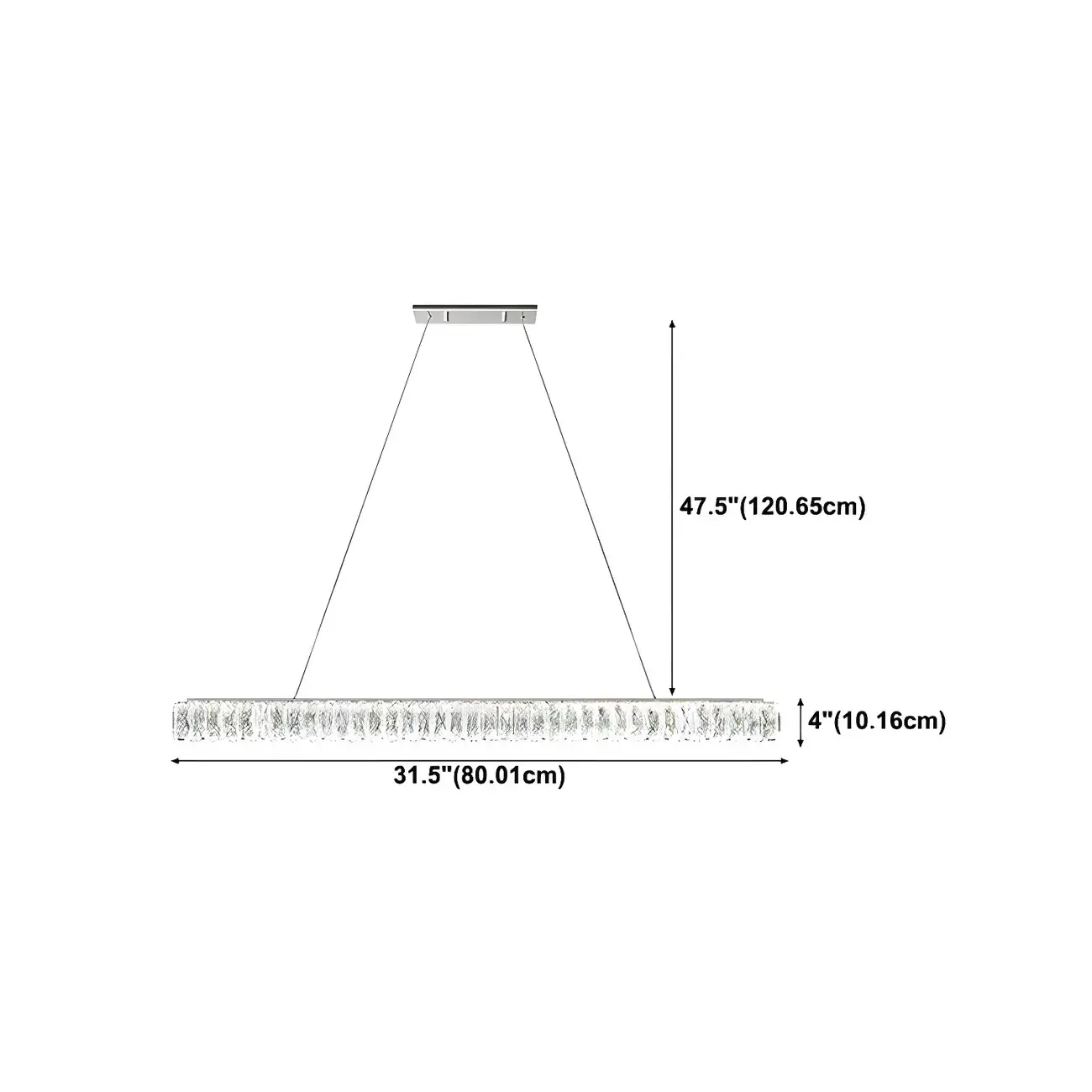 Trendy Modern Crystal Linear Pendant Light #size