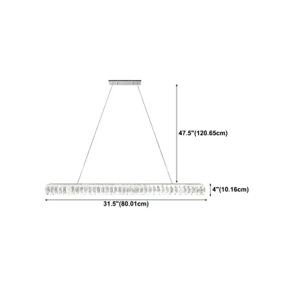 Trendy Modern Crystal Linear Pendant Light #size