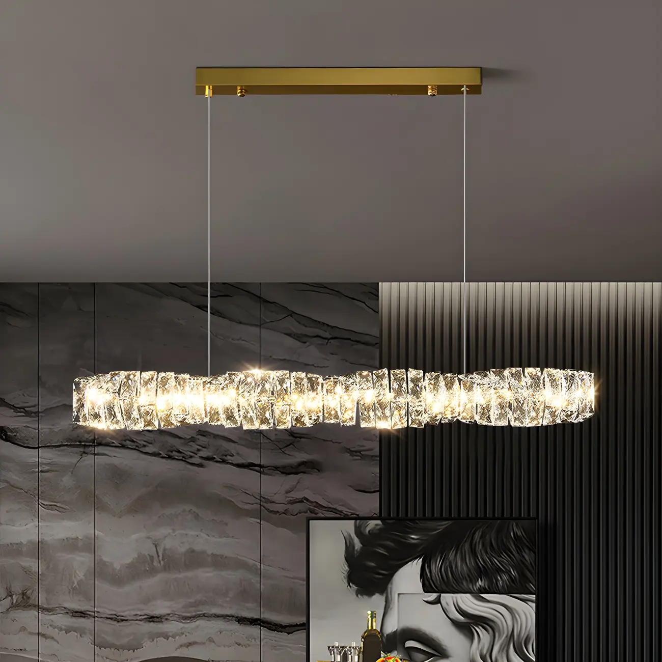 Oversized Modern Crystal Pendant Light for Kitchen Image - 1 | homeyfad