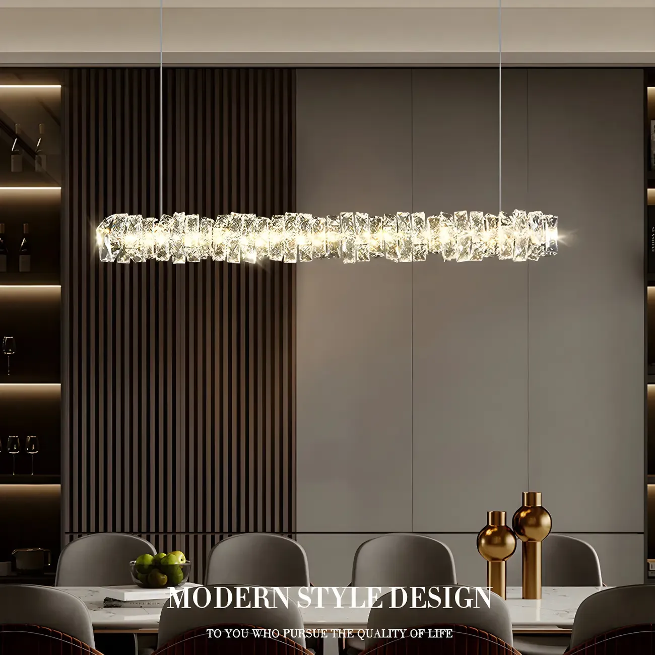 Oversized Modern Crystal Pendant Light for Kitchen Image - 13