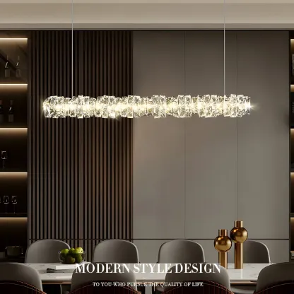 Oversized Modern Crystal Pendant Light for Kitchen Image - 13