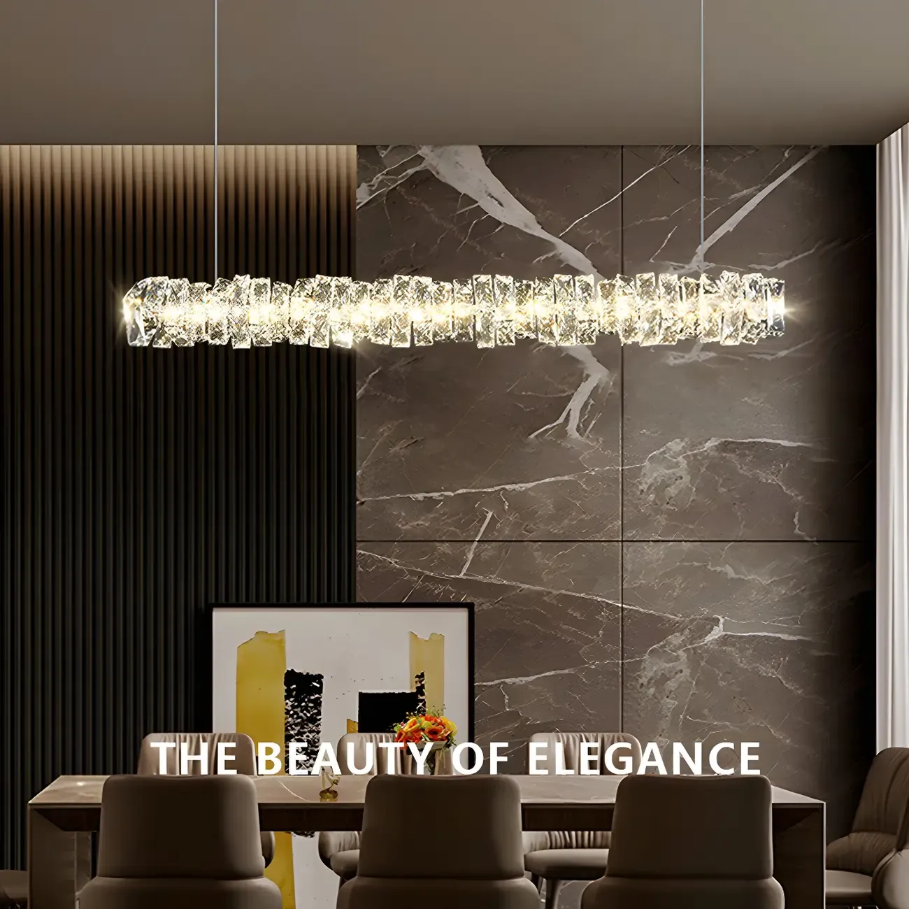 Oversized Modern Crystal Pendant Light for Kitchen Image - 14